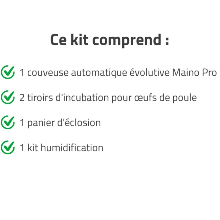 Couveuse + 2 Tiroirs de caille à poule + 1 Panier d'éclosion + 1 Kit humidification