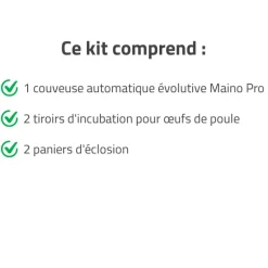 Couveuse + 2 Tiroirs de caille à poule + 2 Paniers d'éclosion