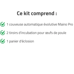 Couveuse + 2 Tiroirs de caille à poule + 1 Panier d'éclosion