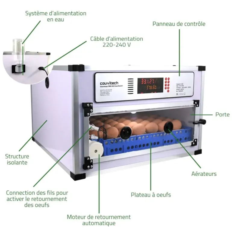 Couveuse Automatique PRO Couvitech® 68 œufs - Incubation Haute Performance