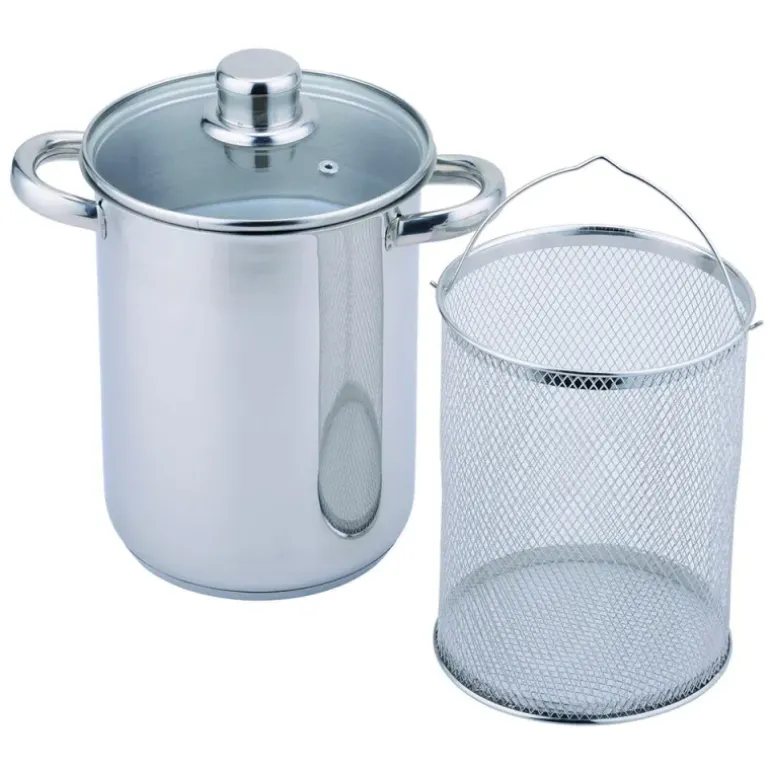 Cuiseur asperges inox 16cm avec panier vapeur intérieur