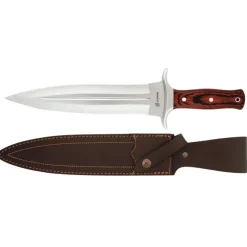 Dague de chasse pour veneur manche bois lame acier 24 cm ép 5mm