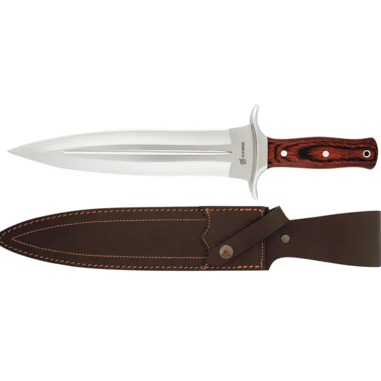 Dague de chasse pour veneur manche bois lame acier 24 cm ép 5mm