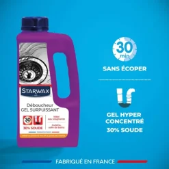 Déboucheur gel surpuissant soude caustique 30% 1L Starwax