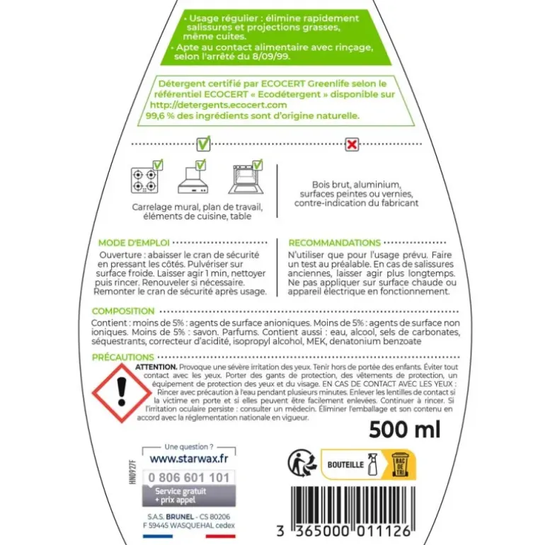 Dégraissant Express 99,6% Naturel Action 1min 500ml Starwax