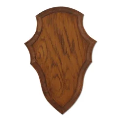Ecusson chasse trophée chevreuil chêne foncé ciré 24x16cm