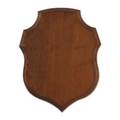 Ecusson chasse trophée chêne ciré 19x16cm