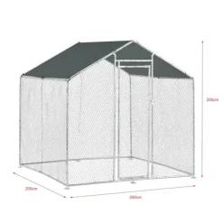 Enclos pour volailles 2x2x2m - 4m² en tube galvanisé et toile PE imperméable