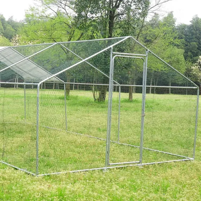 Enclos pour volailles 6x3x2m - 18m² en tube galvanisé et toile PE imperméable