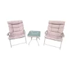 Ensemble Cosy 2 Fauteuils Pliants + Table Basse en Acier et Polyester