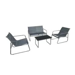 Ensemble Relax Salon de Jardin 4 Pièces en Acier et Textilène