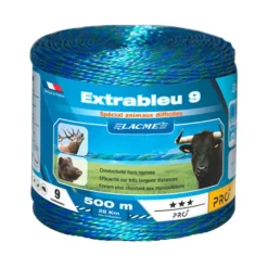 Fil Électrifiable Extrableu 9 - 500m pour Gros Animaux - Cuivre/Inox