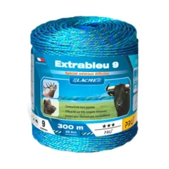 Fil Électrifiable Extrableu 9 - 300m pour Gros Animaux - Cuivre/Inox - LACME