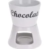 Fondue chocolat porcelaine 12x12x15cm avec 2 fourchettes inox