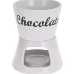 Fondue chocolat porcelaine 12x12x15cm avec 2 fourchettes inox