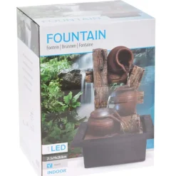 Fontaine décorative en polyrésine avec LED et amphores - 22x19x29cm