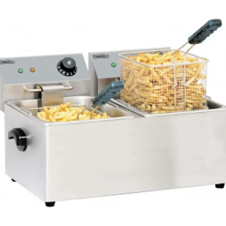 Friteuse électrique professionnelle 2X4L inox double bac