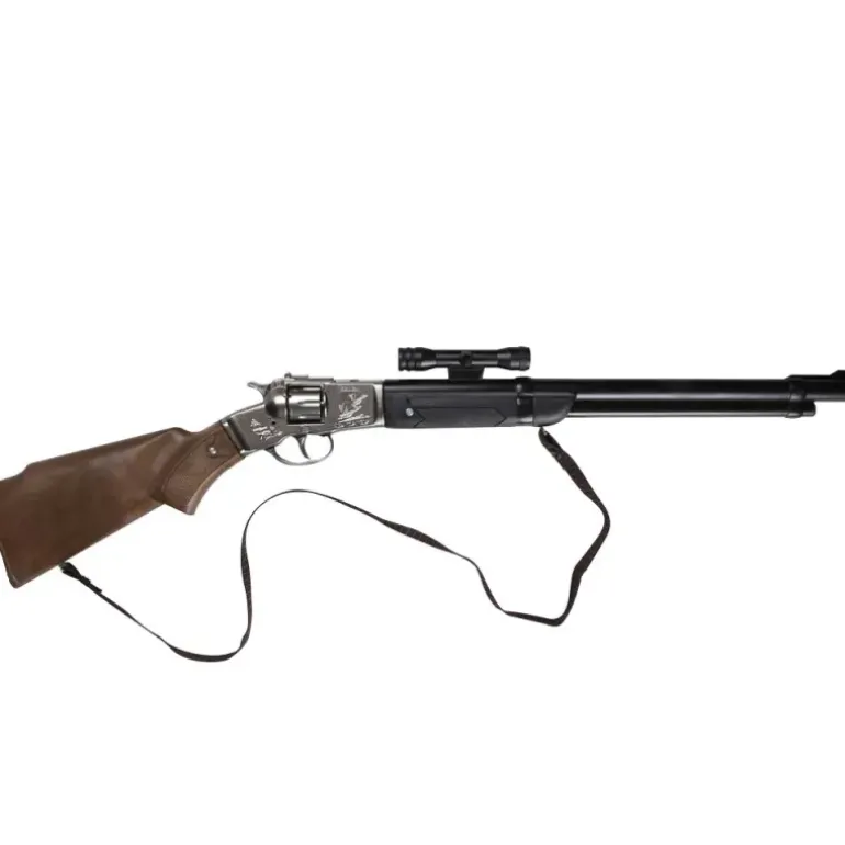 Fusil Rifle cowboy 8 coups métal crosse bois enfant 60cm