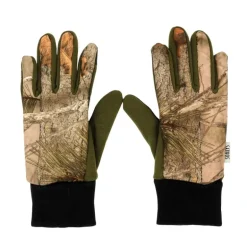 Gants anti-glisse déperlant polyester camo forest kaki 8 et 9