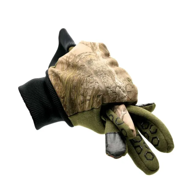 Gants anti-glisse déperlant polyester camo forest kaki 8 et 9