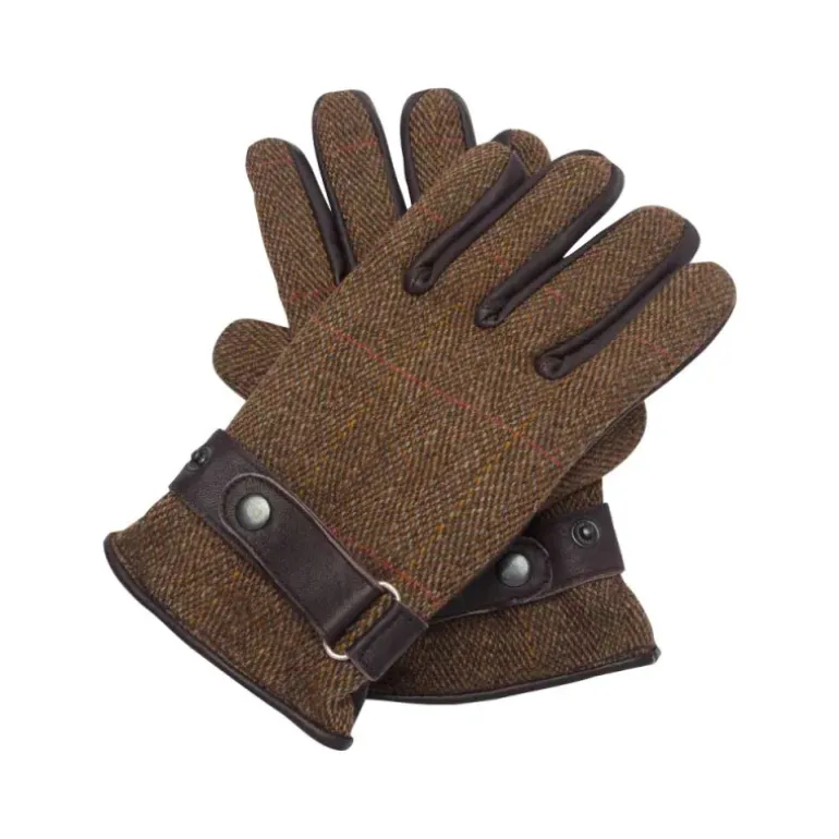 Gants Walker and Hawkes Brookmore Marron Cuir Tweed