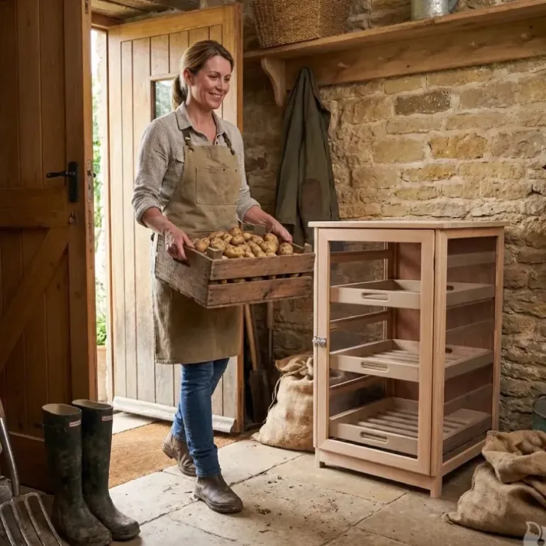 Garde manger en bois pour fruits et légumes largeur 50 cm