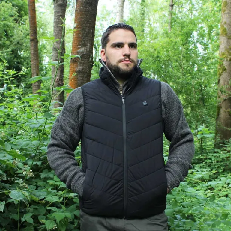 Gilet chauffant 3 niveaux polyester noir M à 2XL 75x46x4cm