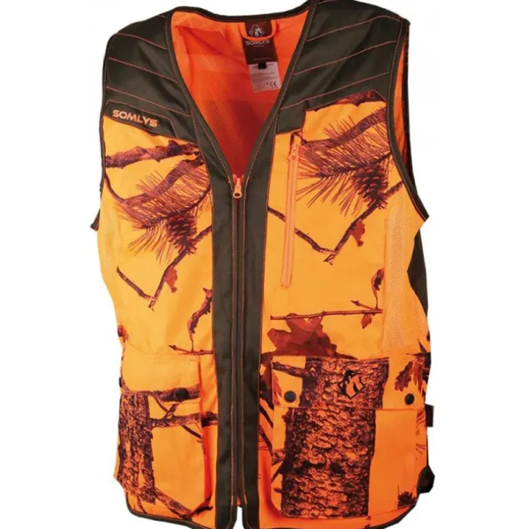 Gilet Classy déperlant polyester nylon camo orange vert S à 4XL