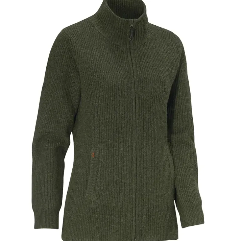 Gilet femme Shirley col montant laine vert loden XS à 3XL