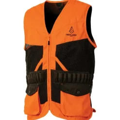 Gilet Treeland orange déperlant 20 cartouchières polyester coton