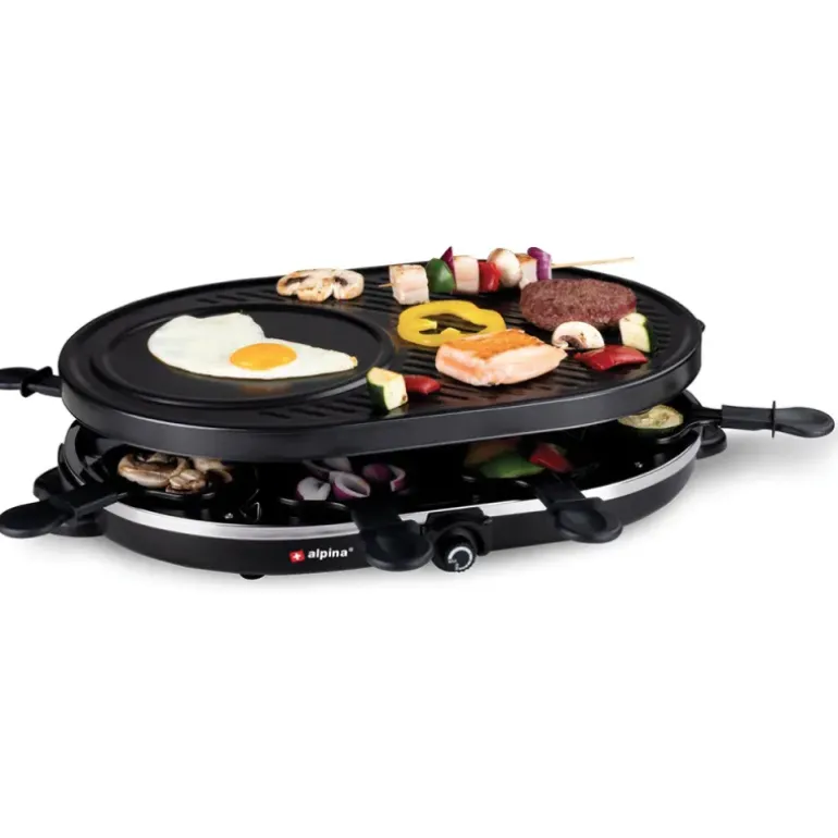 Grill et Raclette Alpina Gourmet 8 personnes 1200W 47x12x32cm