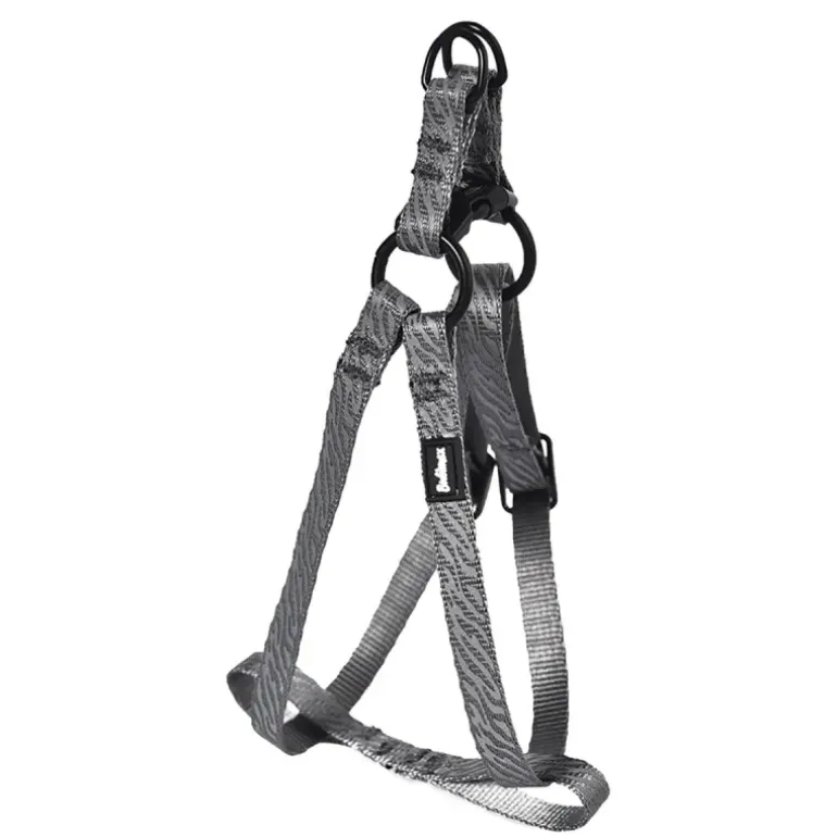 Harnais Réfléchissant Réglable en Nylon Gris - Ajustable 50-65 cm