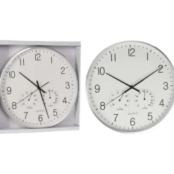 Horloge murale 3 cadrans aluminium | Heure, température, hygrométrie