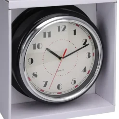Horloge murale design noire et argent Ø30 cm avec cadran lisible