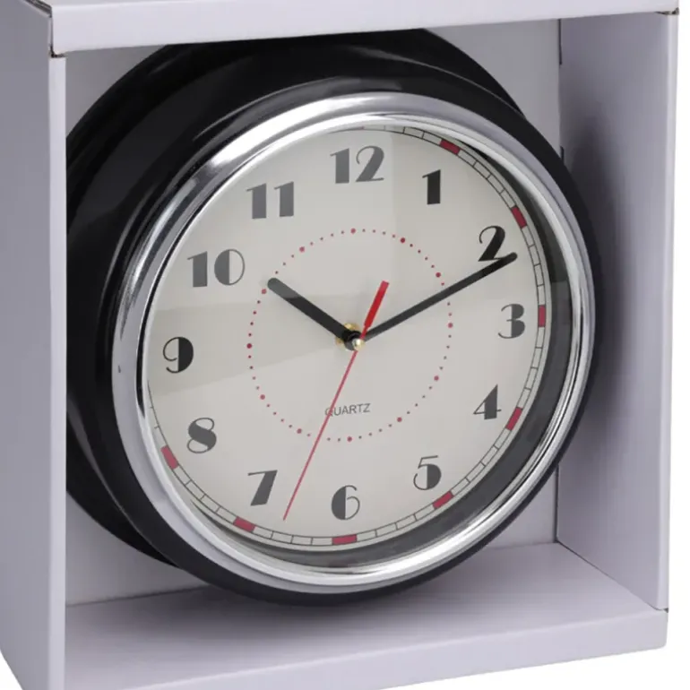 Horloge murale design noire et argent Ø30 cm avec cadran lisible
