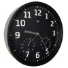 Horloge radiopilotée confort plastique verre noir et blanc Ø 25cm