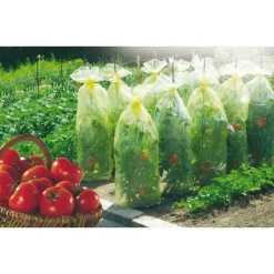 Housse croissance avec liens tomates gaine de forçage polyéthylène jaune traité anti-U.V
