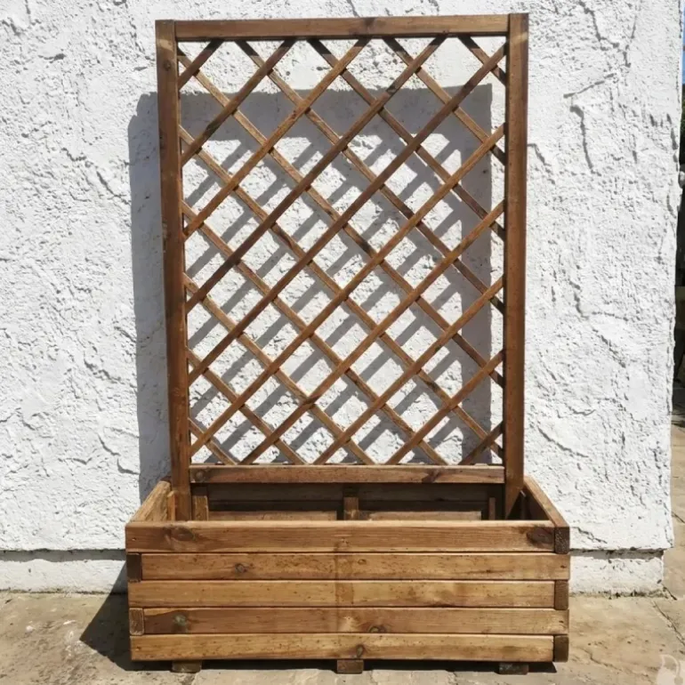 Jardinière bois autoclave classe 3 avec treillis 90x31x140cm