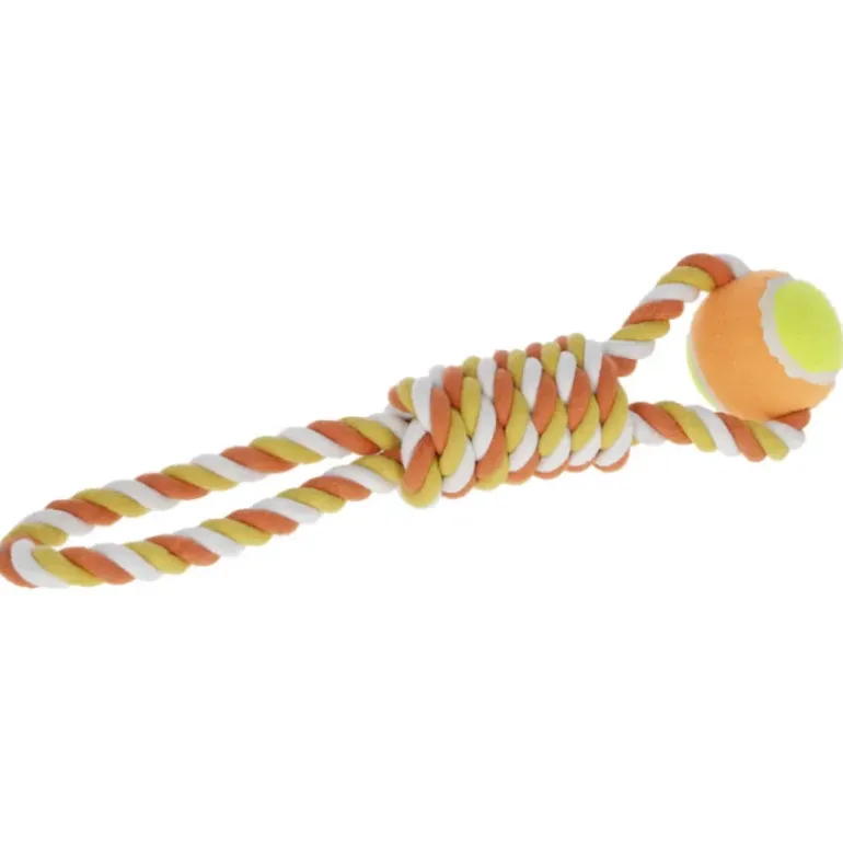 Jeu chien Balle de tennis avec poignée 37 cm