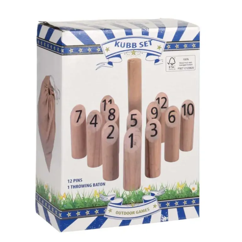 Jeu de Mölkky en Bois - Quilles Numérotées + Sac en Coton