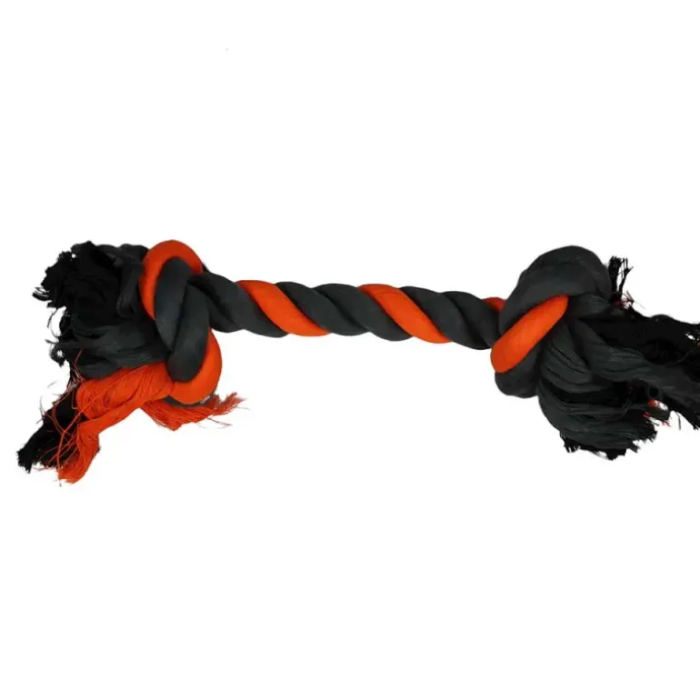 Jouet nœud en coton pour chien - Accessoire mordillage naturel