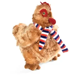 Jouet pour chien en forme de poule avec écharpe - Gris ou Marron