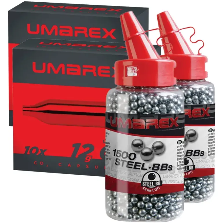 Kit 2 biberons 1500 billes CO² BBs 4,5mm + 2x10 cartouches