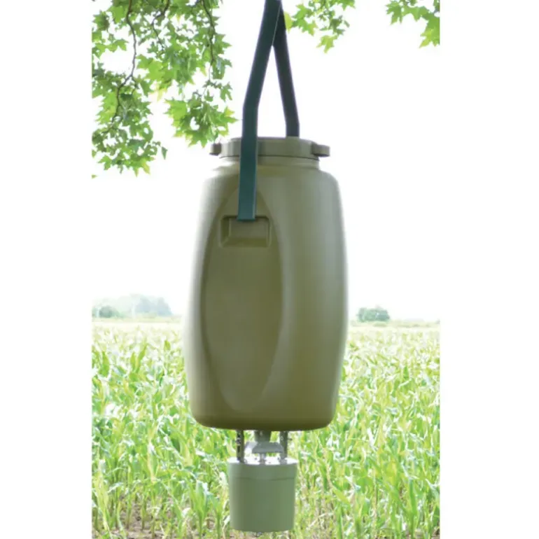 Kit Agrainoir 6V Bidon 60L Batterie et Pince de Suspension