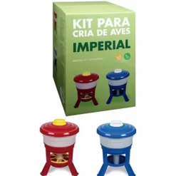Kit Impérial Mangeoire & Abreuvoir 30L pour Volailles - Bleu/Rouge/Blanc