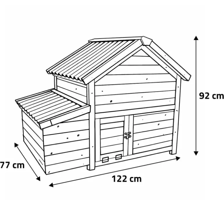 Kit Poulailler 3 poules Bois Confort toit plastique + Enclos