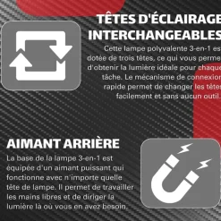 Lampe 3-en-1 OBSERVER - Torche, Barre d'Inspection & Tête Flexible 1000 Lumens