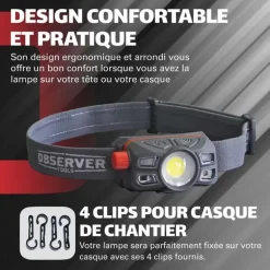 Lampe frontale OBSERVER - 450 Lumens - Rechargeable USB-C - Étanche IP67