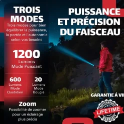 Lampe Torche Multifonction Observer Noire - 1200 Lumens