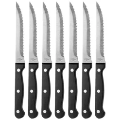 Lot 6 couteaux 22 cm à steak lame inox Pradel France
